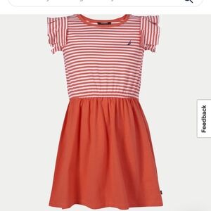 Nautica  Orange With White Srtipes And Solid Orande Bottom Pleated Sleeves.